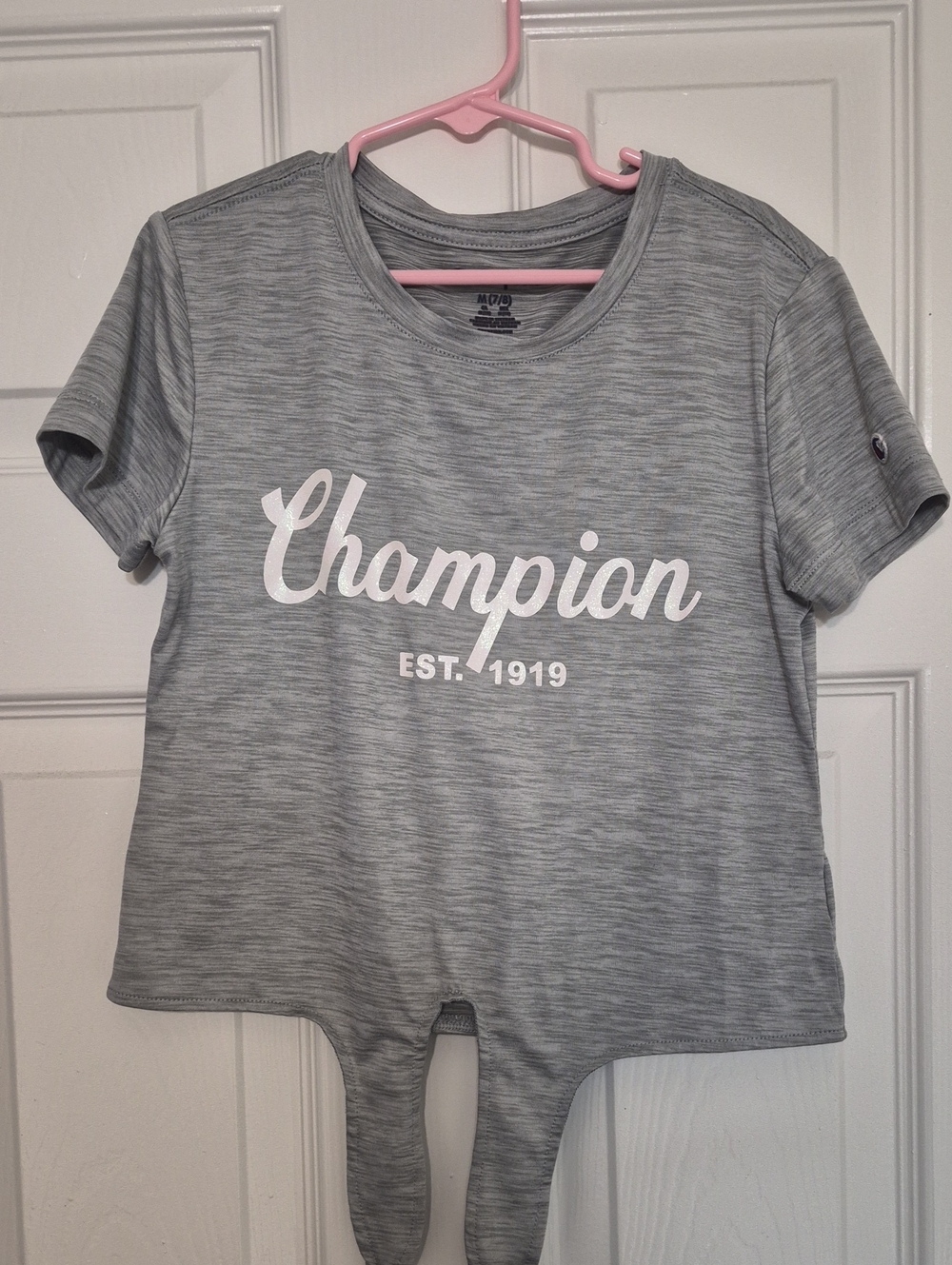 Champion Girls' Light Gray Logo Tie-Front Tee